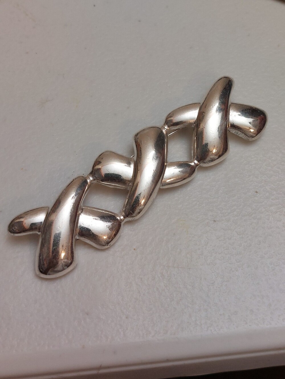 Vintage XXX Linked Triple X Hollow Bubble Letters Silver Tone Large Brooch Pin